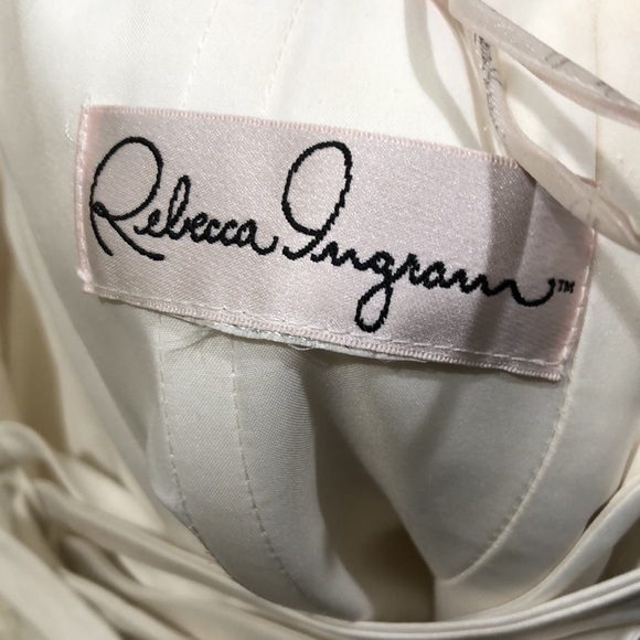 Rebecca Ingram Wedding Gown Size 8 Ivory Floral Chantilly Lace Sequin Dress - Picture 7 of 11